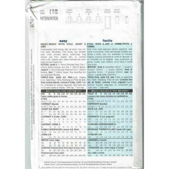 Misses Sewing Pattern Jacket Skirt Stole Simplicity 6767 Sizes 12-16 Womens - Picture 2 of 2